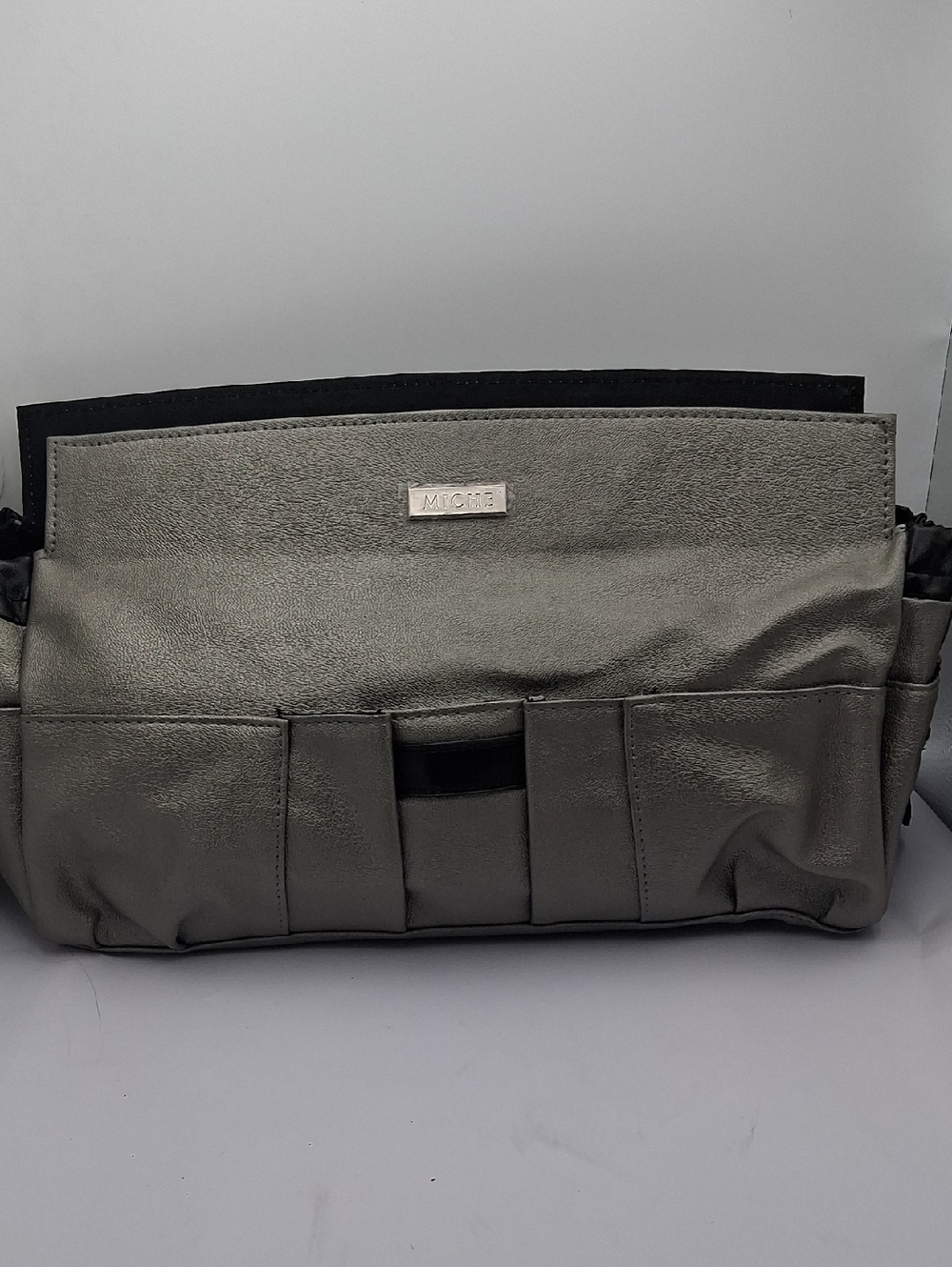 Miche Metallic Gray Clutch Organizer Wristlet